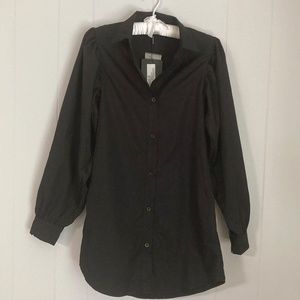 Pretty Little Thing Women’s Black Button Down Tunic Style Blouse size 2